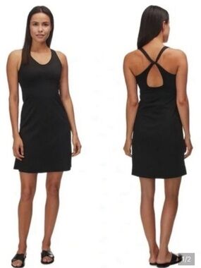 Patagonia Black Active Dress Large Built-In Shelf Bra Stretch Travel Athleisure